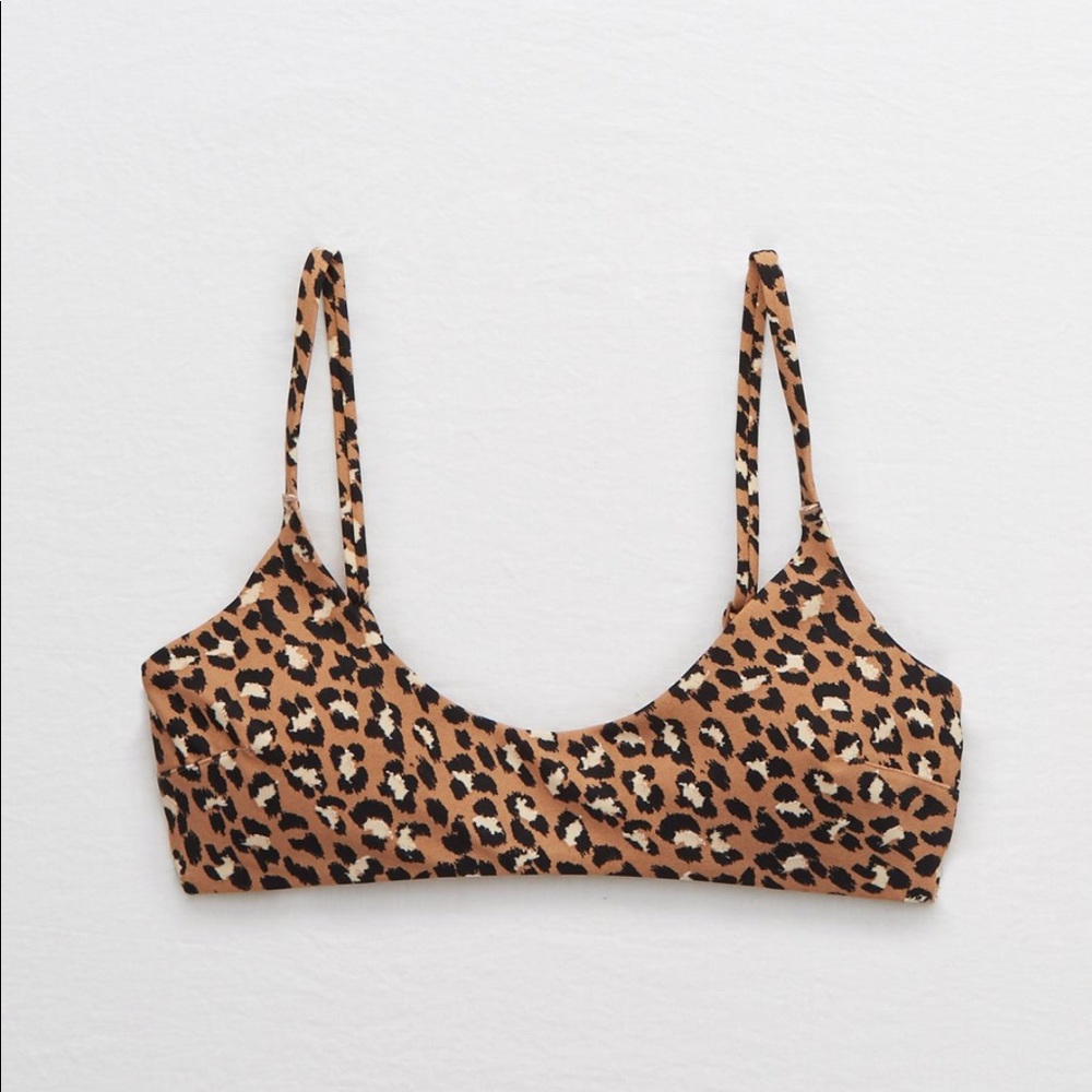 Aerie Leopard Scoop Bikini Top